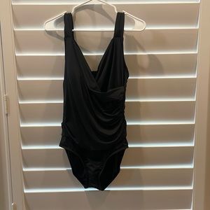 Black slimming one piece swim suit